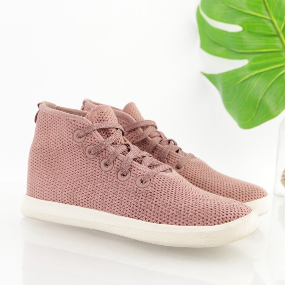 Allbirds Womens TT Tree Topper‎ Running Shoe Size 7 Pink High Top Knit Sneaker